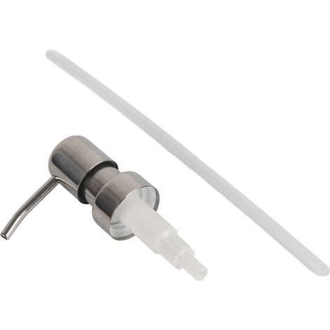 1 pompe 304 acier inoxydable argentée pour savon liquide/shampoing, usage cuisine/salle de bain (pour orifice 2.5 cm) (1/5)