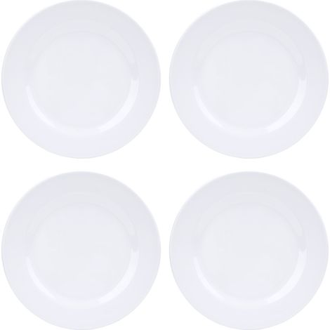 Assiettes à dîner en mélamine, ensemble rond léger de 9 pouces, pour repas, apéritifs, Dessert, salade de fruits, blanc, 4 pièces (1/5)