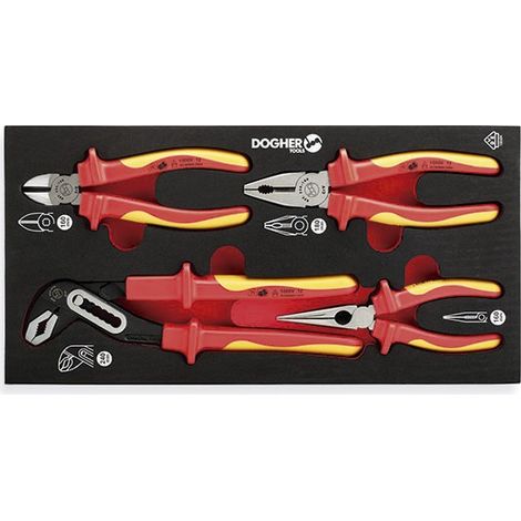 Kombinierbares Tablett mit 3 Zangen und Zangen, VDE  DOGHER 250-081