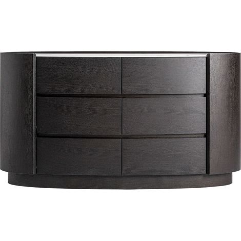 Commode contemporaine en bois noir finition marbrée élégante - Noir marbré et bois clair (1/5)
