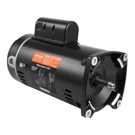 1 PS Poolpumpenmotor, 56Y Rahmen, 115V(9 Ampere)/230V(4.5 Ampere) 3450U/min, 60Hz, 1.25 Betriebsfaktor, 90μF/250V Kondensator, CCW Rotation Vierkantflansch Ersatzmotor (1/5)
