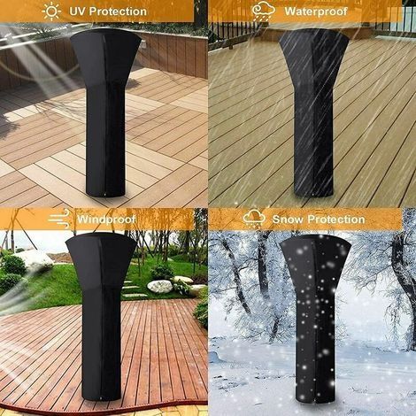 Schutzhülle für Terrassenheizstrahler, wasserdichte, runde, schwarze Schutzhülle für Terrassenheizstrahler, 226 x 85 x 48 cm (1/4)