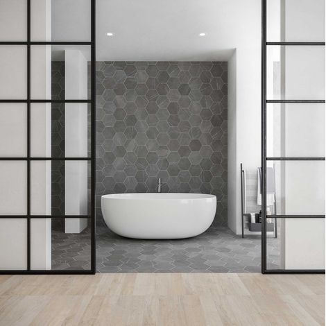 Carrelage grès cérame Love Affairs Petra Hexagone 20x23cm effet marbre - Hexagone 23x20 cm Gris Foncé, Anthracite - Mat - boîte de 0.35 m2 - Gioia Ma (1/3)