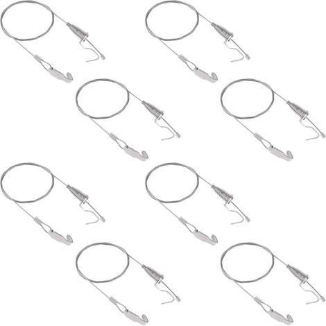 Kit de Suspension de Tableau avec Crochets, 8 pièces Réglable en Acier Inoxydable Cintre Câble Métallique Robuste Kit D'Affichage D'Image D'Art Professionnel (1M, Petit Crochet)