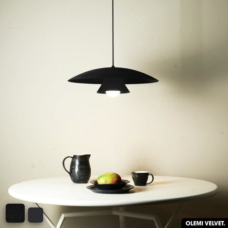 Lampe de suspension en velours - OLEMI VELVET NOIR (1/2)