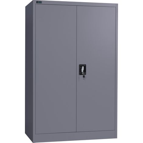 Armoire de bureau verrouillable 40x90x140cm en acier anthracite – 3 étagères réglables – Sécurisée avec serrure à cylindre – Pour bureau ou salon – Makika (1/5)