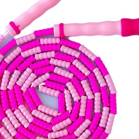 Corde à sauter rose, confortable et réglable, résistante, légère et sûre, avec motif de perles, idéale pour les enfants à partir du CP. (1/5)