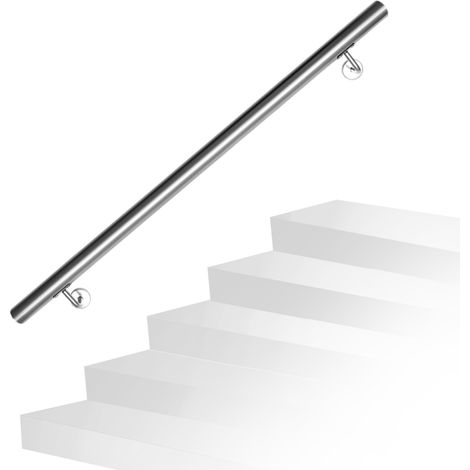 Randaco Corrimano in acciaio inox V2A per scale - Supporto a parete, scelta 100 cm