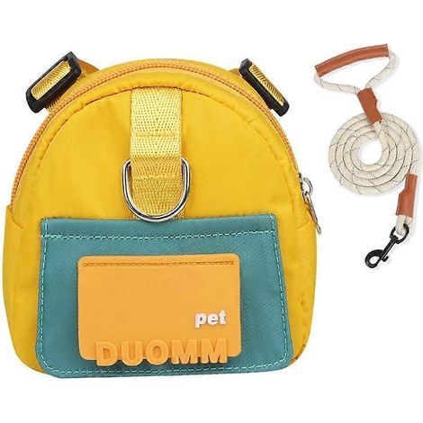 Sac à dos ajustable pour chiots avec anneau en D pour chiens de petite et moyenne taille - Jaune - Taille S (1/5)