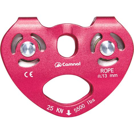 Poulie d\'escalade 30KN double poulie tyrolienne câble de sauvetage chariot extérieur équipement sport d\'escalade Rouge