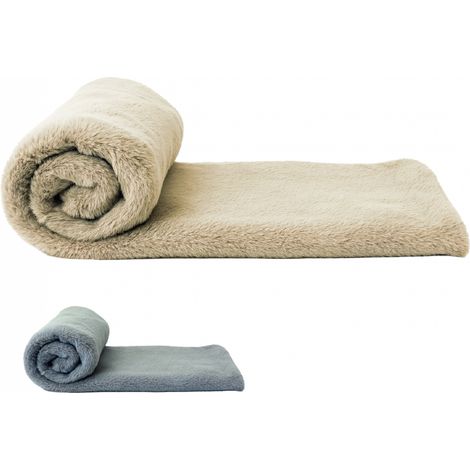 Couverture, plaid polaire, jeté de canapé 150 x 200 cm Cosy ultra doux - 100% Polyester - Beige - Vivezen