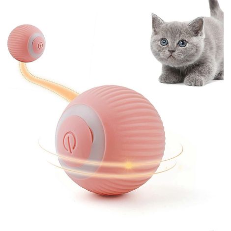 Balle électrique pour chat avec lumière LED, roule automatiquement à 360°, jouet interactif pour chat, rechargeable par USB. (1/5)