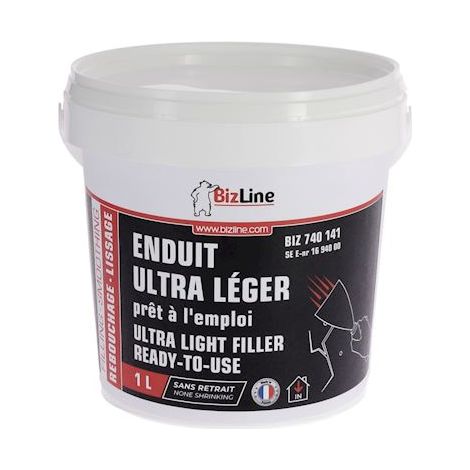 Enduit de rebouchage ultra léger prêt à l'emploi pour microfissures – Application rapide – 1 litre – 740141 – Bizline