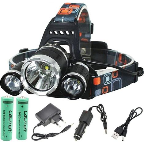 Lampada frontale a LED ricaricabile con zoom per pesca, caccia e campeggio