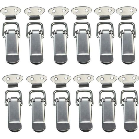 Attache Capot 12 Pièces, Fermeture à Levier,Loquet à Bascule Fermoir à Ressort avec Crochet en Acier Inoxydable pour Coffret, Boîte, Tiroir, Armoire (1/5)