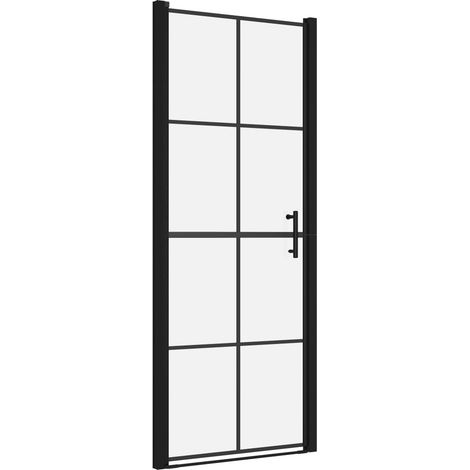 Duschschiebetür aus gehärtetem Glas 91x195 cm schwarz