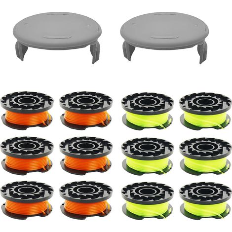 Bobine de rechange (12 pièces assorties) pour fil de coupe-bordures Greenworks, diamètre 0,065" - 4,88 m (16 pi), compatible avec les débroussailleuses Greenworks à alimentation automatique. (1/5)