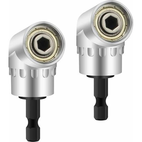 Perceuses à angle droit,2 Pièce Perceuses à Angle Droit Adaptateur coudé Pilote et Tournevis Drill Attachment Avec Porte-Embout Magnétique Changement Rapide Hex 6mm de 1/4- inch Perceuse (1/5)