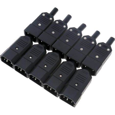 10x C14 AC250V 10A 3 Broches Connecteurs Mâles Fiche d'alimentation Secteur avec AC Prise Adaptateur Connecteur (1/5)