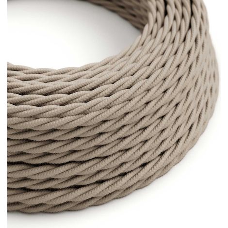 Creative-Cables, Cavo elettrico rivestito in tessuto, 2 x 0,75 mm², 50 m, Grigio Tortora TC43, Trecciato cotone