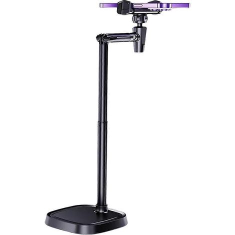 Support de téléphone portable rotatif à 360° pour diffusion en direct, support de bureau réglable en hauteur pour smartphone, noir