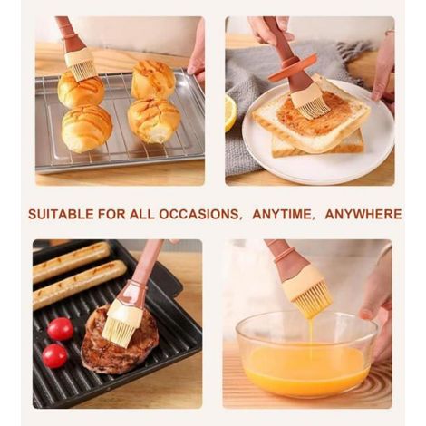 Pinceau à Huile Silicone - 2 en 1 - Rouge et transparent - Silicone de qualité alimentaire - 16x8x5.5cm (1/4)