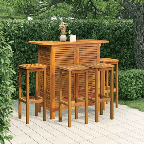 vidaXL Juego muebles de bar para jardín 5 pzas madera maciza de acacia (1/5)
