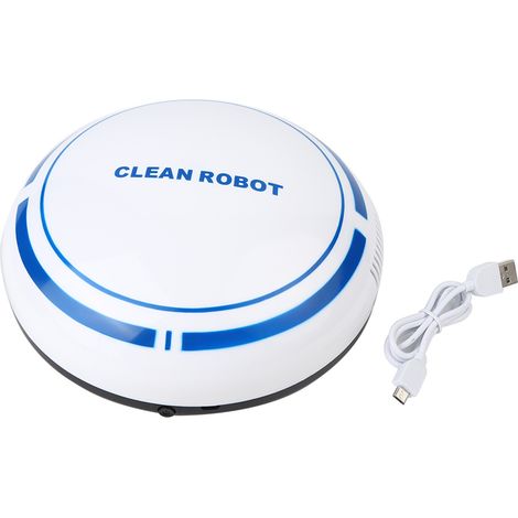 Nettoyeur de sols robotisé intelligent et automatique rechargeable par USB, aspirateur de poussière blanc (1/5)