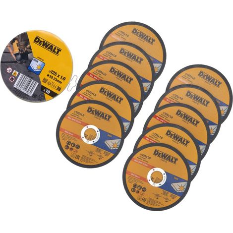 S.OF. SET 10 DISCOS DE CORTE PARA ACERO INOXIDABLE Ø125x1x22,23mm DT3507-QZ DEWALT