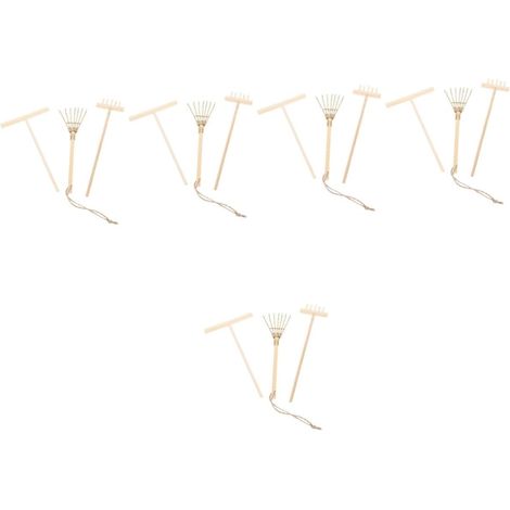5 Ensembles Micro Râteau Paysagiste Liquide Usine Entonnoir Râteau Zen Pleine Mini Râteaux De Jardin Zen Sable Zen Miniatures Outil Plage Ramasseur en Bois 3 Pièces 5 (1/5)