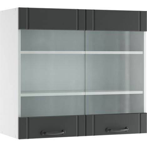 Küchenglasschrank Fame-Line, Anthrazit Landhaus, 80 cm, Vicco (1/5)