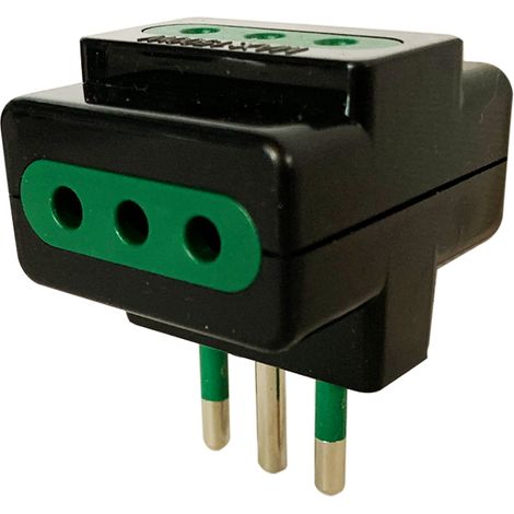 Adattatore spina 10A 2P/T con 3 prese 10A 2P/T nero