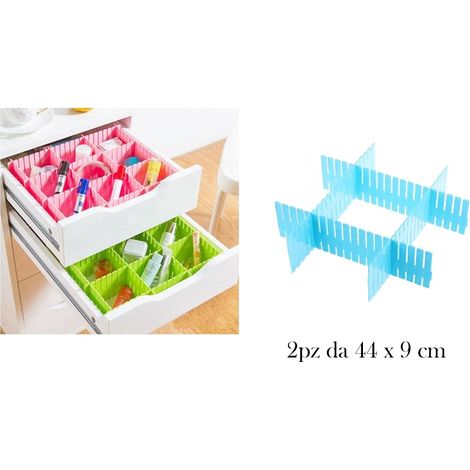 Set da 2 divisori 44x9 cm per cassetti separatori in plastica regolabili 002 (1/5)