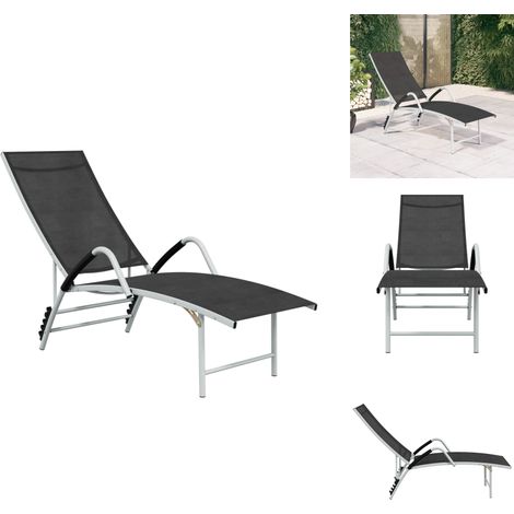 Sonnenliege Textilene und Aluminium Schwarz - Sonnenliege - Gartenliege - Alu-Liege - Relaxliege - Lounge Chair (1/5)