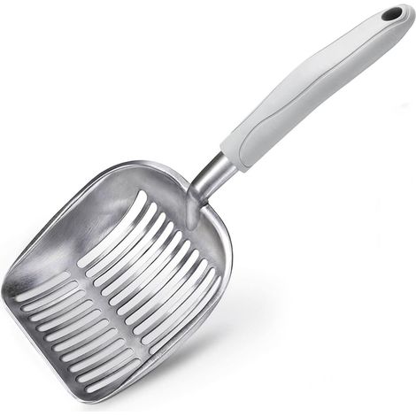 Cremefarbene Katzenstreuschaufel 35 cm x 13,5 cm x 5 cm 1 Schaufel Metall Aluminium große Katzentoilette (1/5)