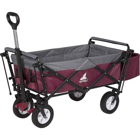 WOLTU Bollerwagen faltbar Handwagen Gartenwagen mit Dach, Rollen mit Bremse, Strandwagen mit Sonnenschutz, für Garten Camping Kinder, 80 kg belastbar, Fuchsia