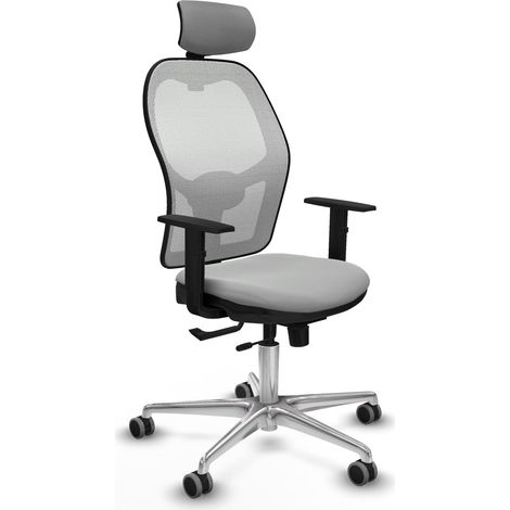 Chaise de bureau piqueras y crespo Jorquera cuir synthétique gris clair (1/2)