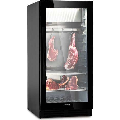 Klarstein Kühlschrank, Reifeschrank Dry-Aged, 1 Zonen Kühlschrank mit Glastür, Dryager für In- und Outdoor mit LED-Beleuchtung, Freistehend oder Einbaukühlschrank, Temperaturbereich 1-25 °C, 233 L