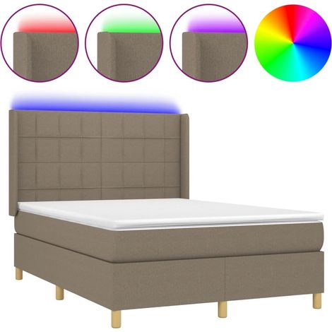Maison Exclusive - Boxspringbett mit Matratze & LED Taupe 140x200 (1/5)