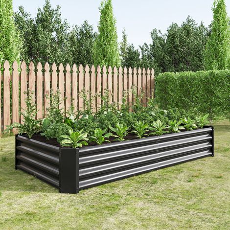 Jardinera Exterior fabricadas en chapa de acero, resistentes a la oxidación y duraderas base no incluida Negro 180x90x30 cm (1/5)