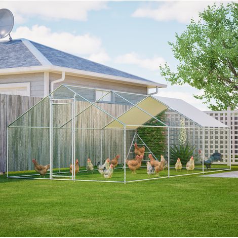 Pollaio metallico 3x6 m con tetto, struttura rinforzata e scala per galline OKWISH (1/5)