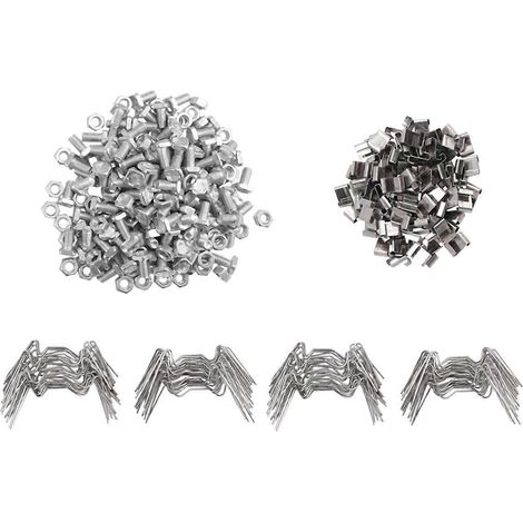 Kit de réparation pour serre de 400 pièces comprenant 100 clips de vitrage avec clips métalliques, 100 clips de recouvrement et 100 pièces vertes (1/5)