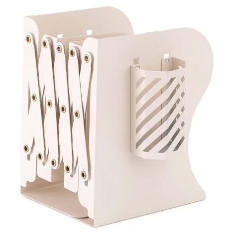 1 serre-livre extensible, serre-livre réglable en métal adapté aux livres lourds, support d'organisateur d'étagère pour tables, bureau, maison, école, support de rangement (blanc ivoire)