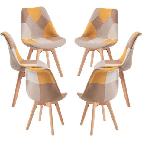 Packs Sillas Comedor - Pack 6 Sillas Synk Patchwork - Amarillo (1/5)