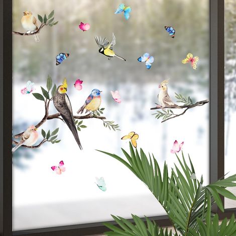 Décoratif Autocollant de Fenêtre Anticollision Oiseau - 1 Motif Branche Élégant, Film Statique Adhésif Transparent pour Vitre, Prévention Choc Aviaire, Décoration Intérieure (1/5)