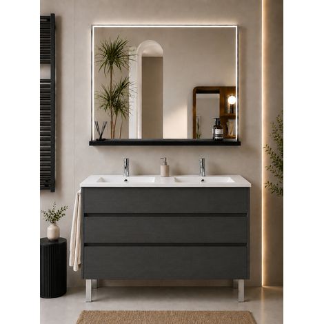 Badmöbel mit Waschbecken ORIGENBATH IMPERIA ohne Spiegel 120x45 cm Doppelwaschbecken graphit