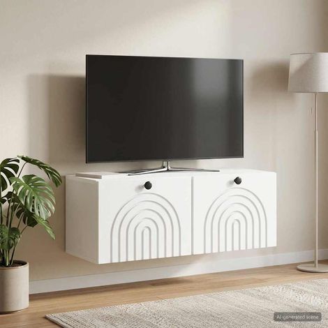 vidaXL Meuble TV mural Blanc 78,5 x 31 x 30 cm Bois d'ingénierie (1/5)