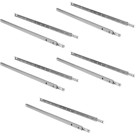 Emuca Lot de 5 jeux de coulisses de tiroir, roulement à billes, hauteur 17mm, profondeur 374mm, sortie partielle, zingué (1/5)