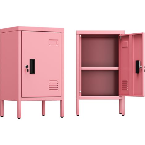 AOBABO Aktenschrank Büroschrank Abschließbar, Pulverbeschichtung, 35×30×60 cm, Rosa (1/5)