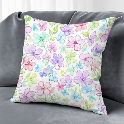 Housse de coussin fleurs été, décoration salon chambre maison,50×50cm (1/5)